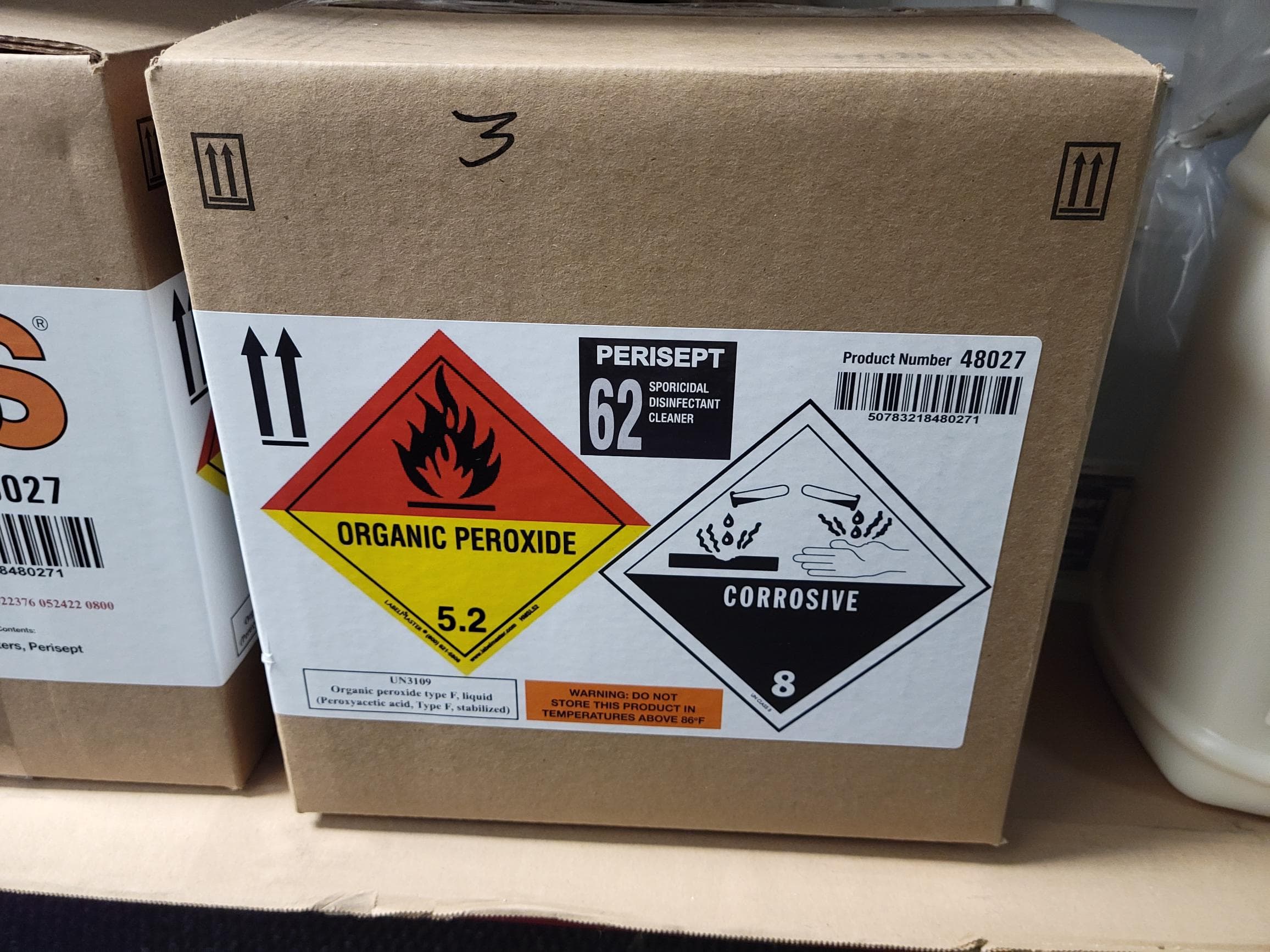 UN 1268 flammable liquid placard on an intermediate bulk container